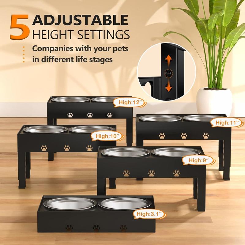 2 Stainless Steel Dog Food Bowls Stand