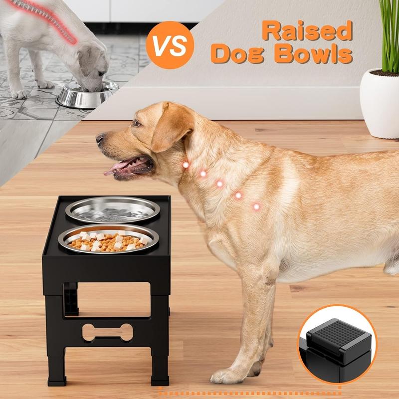 2 Stainless Steel Dog Food Bowls Stand