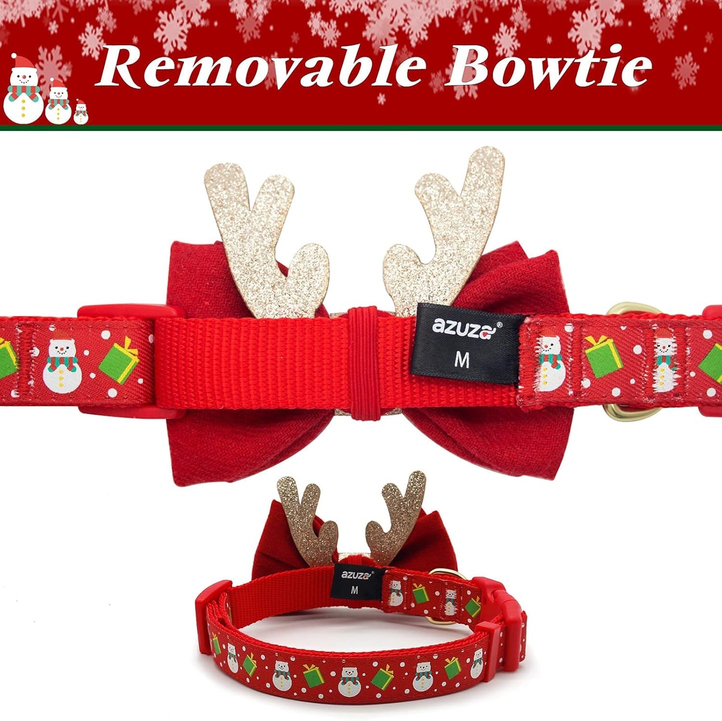 Christmas Dog Collar with Bow Tie