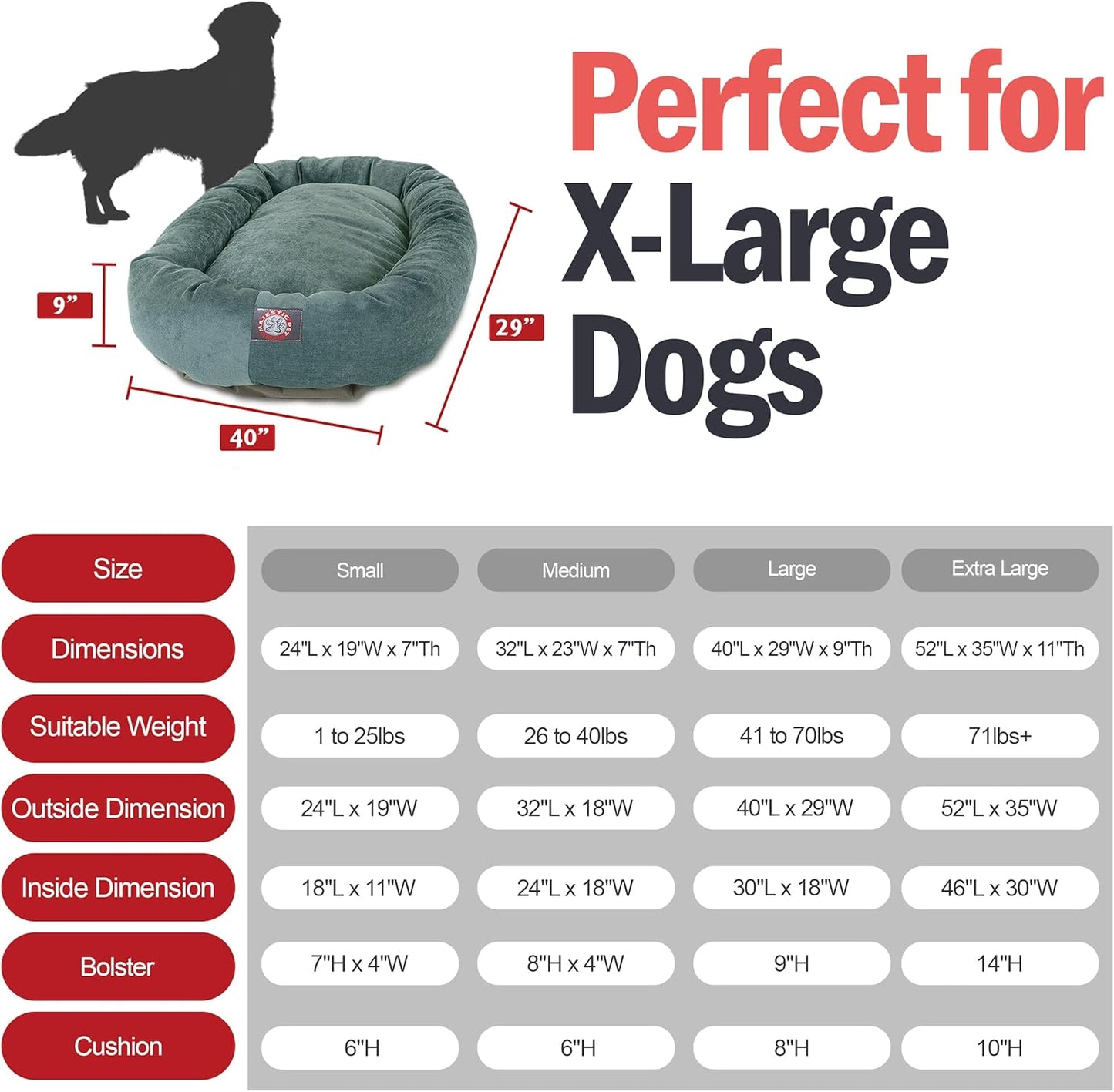 52in Micro Velvet Dog Bed