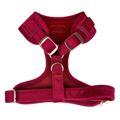 Adjustable Corduroy Dog Harness - Berry