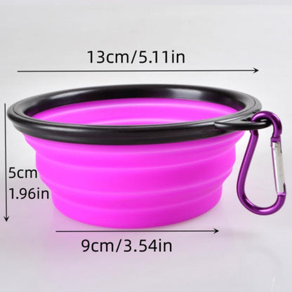 Portable Folding Dog Bowl, 1 Count Foldable Pet Food Bowl with Hook, Collapsible Pet Feeder Bowl, Travel Pet Food Dish with Carabiner Clip for Dogs & Cats