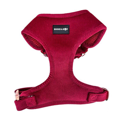 Adjustable Corduroy Dog Harness - Berry