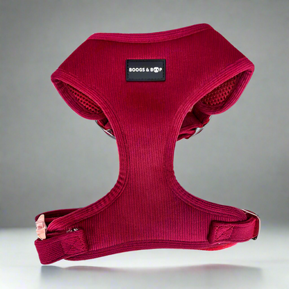 Adjustable Corduroy Dog Harness - Berry