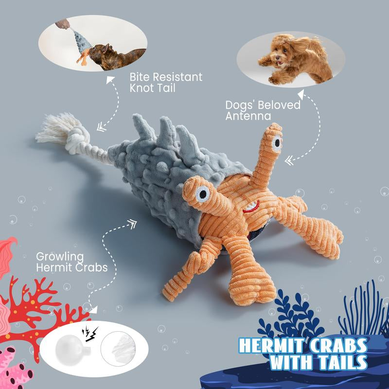 4 PCS Crinkle Squeaky Dog Toys Octopus Ocean Theme