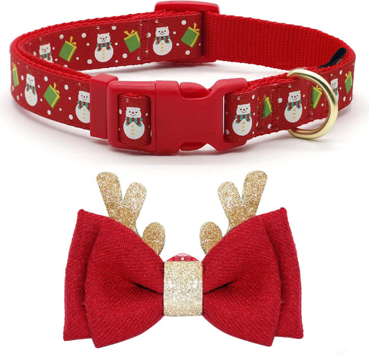 Christmas Dog Collar with Bow Tie