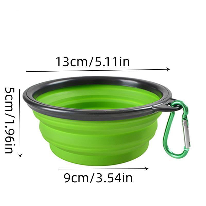 Portable Folding Dog Bowl, 1 Count Foldable Pet Food Bowl with Hook, Collapsible Pet Feeder Bowl, Travel Pet Food Dish with Carabiner Clip for Dogs & Cats