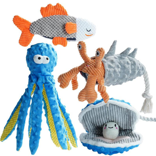 4 PCS Crinkle Squeaky Dog Toys Octopus Ocean Theme