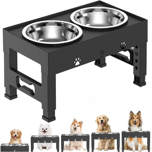 2 Stainless Steel Dog Food Bowls Stand