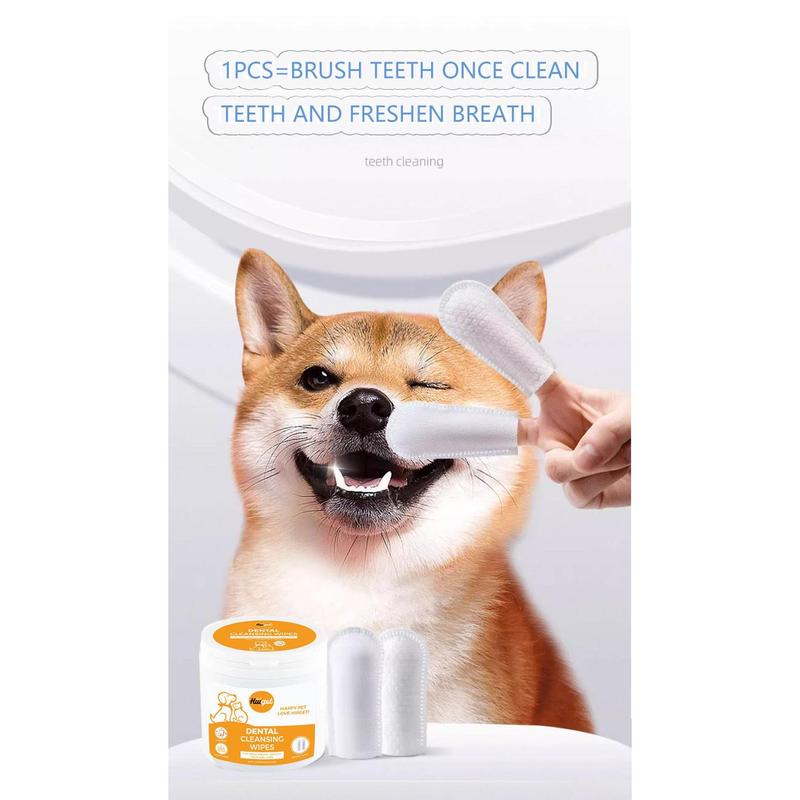 Pet Dental Cleaning Finger Wipes 50Pcs, Coconut Milk Flavor & Double Sided